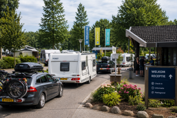Guests arriving at a campsite during a busy arrival day