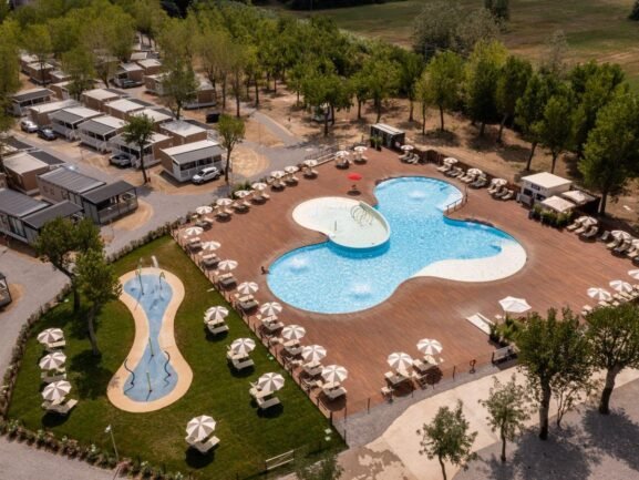 Family swimming pool at a modern campsite